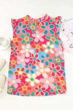 Multicolor Plus Size Floral Embroidered Flutter Sleeve Tank Top