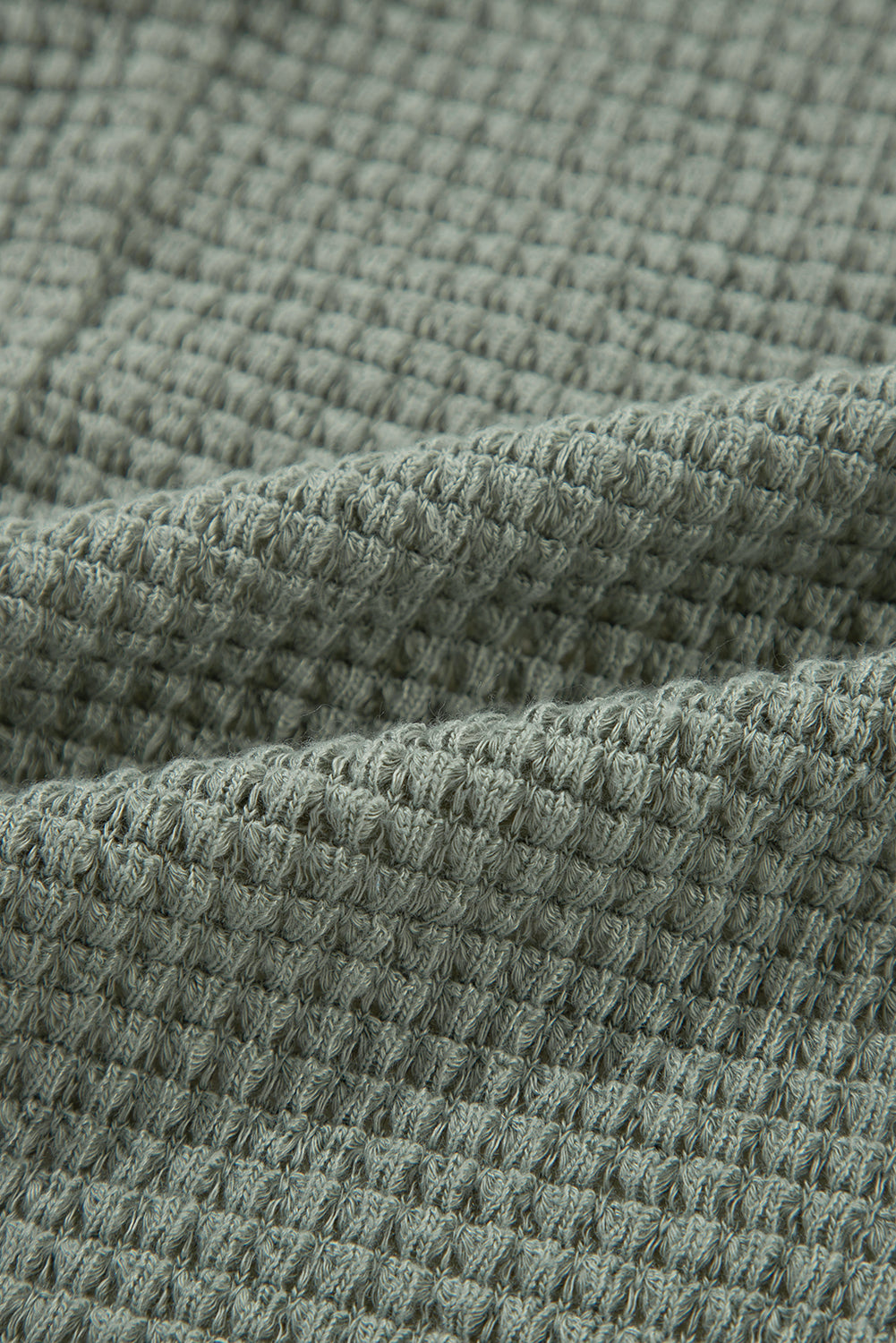 Cardigan ouvert en tricot gaufré vert laurier