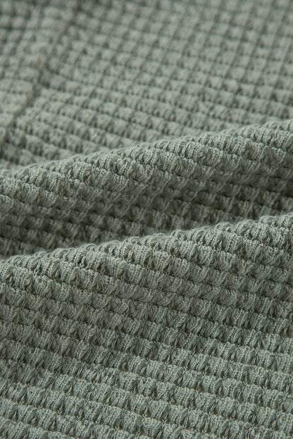 Cardigan ouvert en tricot gaufré vert laurier