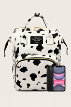 Bright White Cow Spot Print Multi Pocket Canvas Backpack
