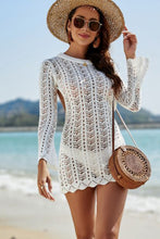 White Daring Cutout Back Long Sleeve Mini Beach Dress