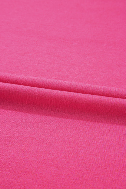 Rose Red Vibrant Striped Detail Athleisure 2pcs Short Set