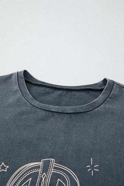 T-shirt graphique à motif bottes de cowboy western taille haute