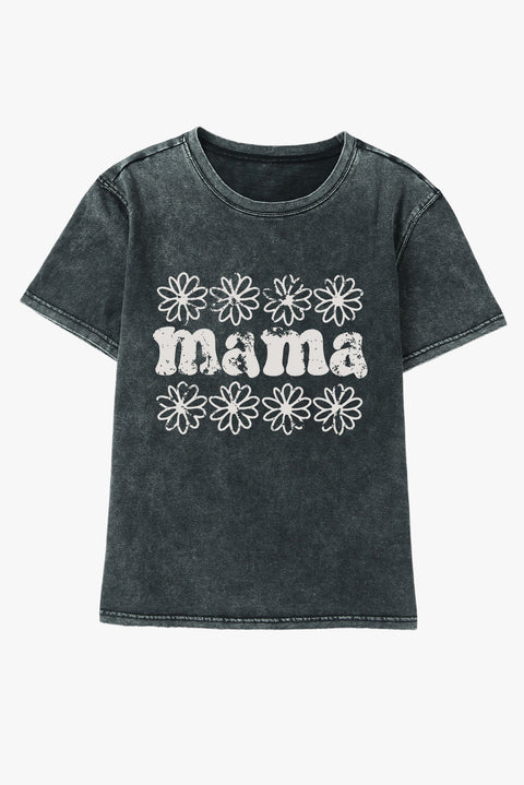 Black Flower mama Graphic Crewneck T Shirt