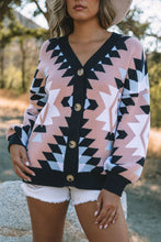 Oversized Aztec Buttons Front Cardigan
