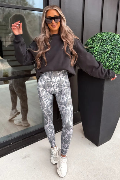 Multicolour Camouflage Pattern High Waist Leggings