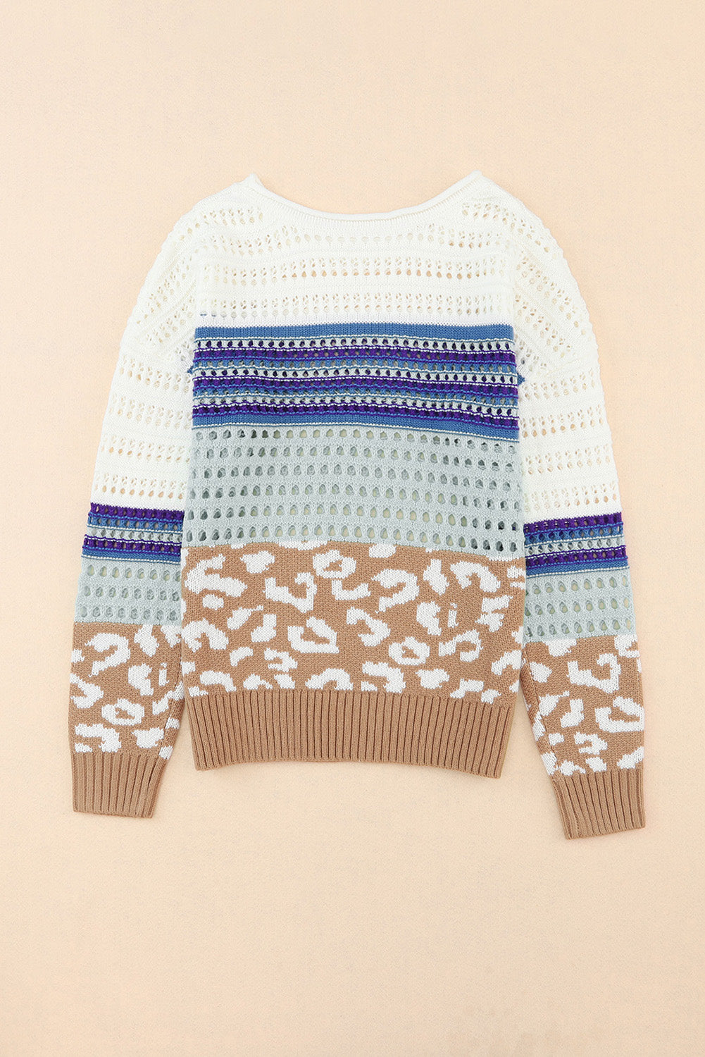 Pull en tricot à rayures léopard multicolores au crochet 