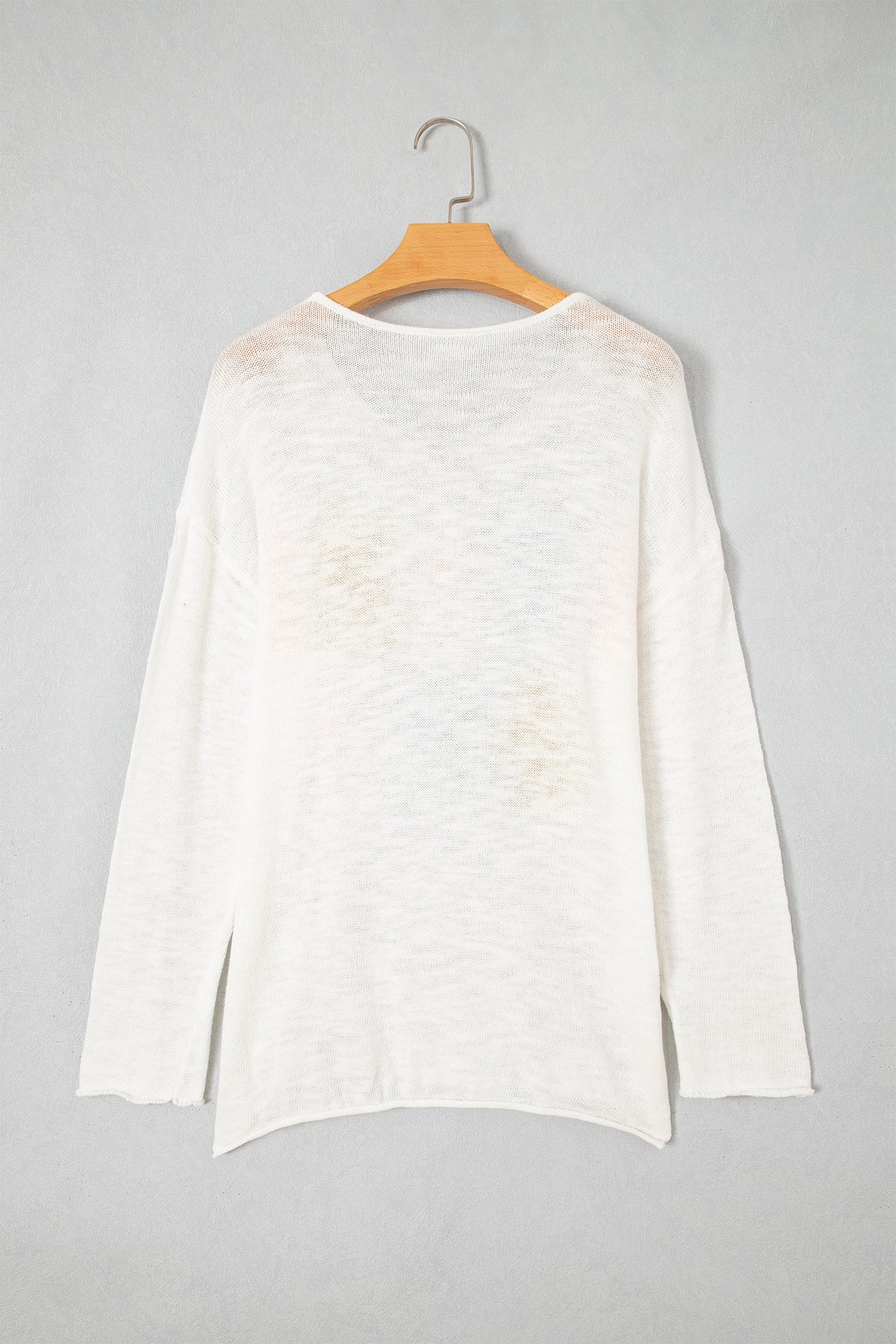 White V Neck Lightweight Knit BEACH SIDE Shift Tunic Sweater