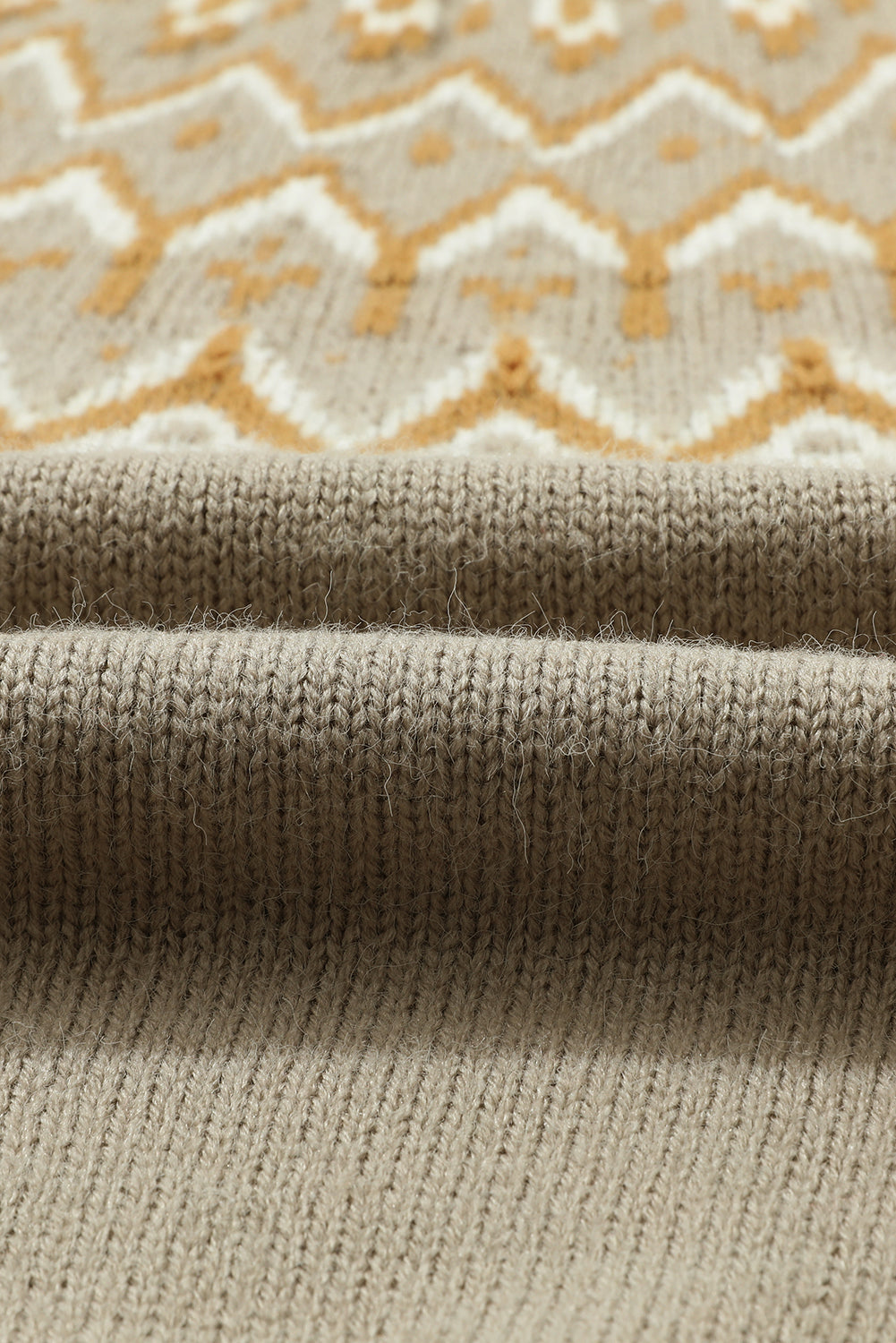 Jersey con cuello redondo de canalé con estampado geométrico gris 