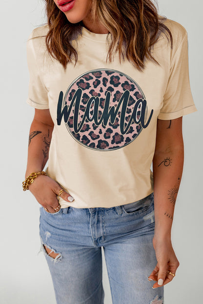 MOM life is the best life Camiseta con estampado de leopardo