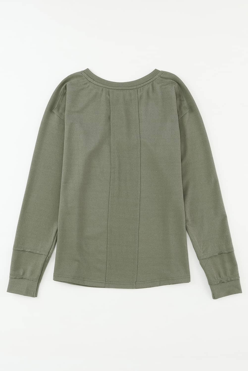 Top botones con cuello dividido patchwork retro manga larga verde