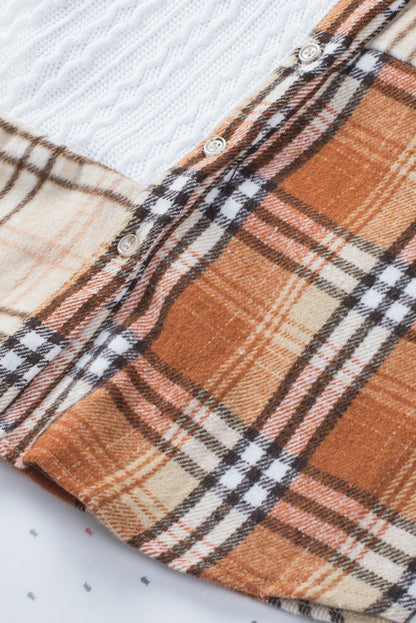 Chaqueta estilo camisa con patchwork en bloques de color a cuadros y bolsillo 