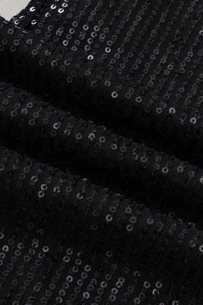 Black Sequin Wide Leg Pants