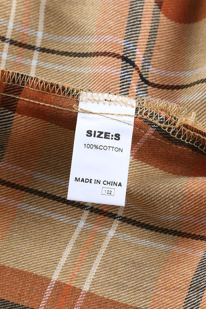 Camisa de manga larga con botones y bolsillo a cuadros