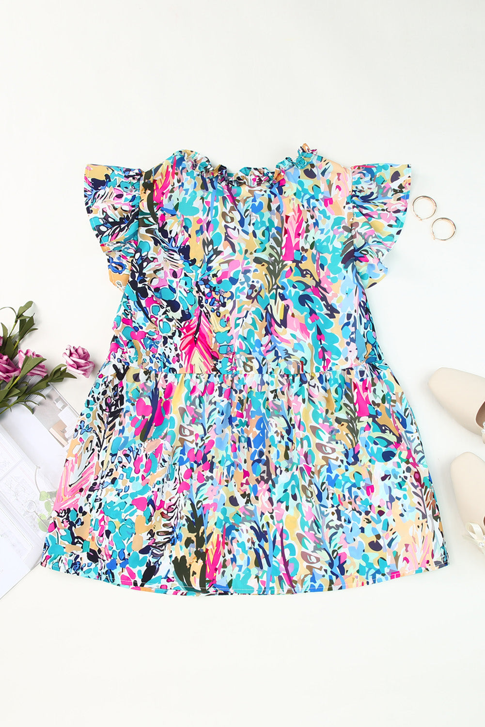 T-shirt ample à fleurs peintes 