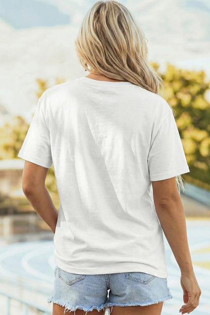 White Sequin Game Day Football Print T-Shirt