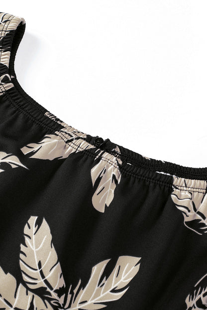 Robe mi-longue moulante fendue à épaules dénudées et imprimé floral bleu foncé