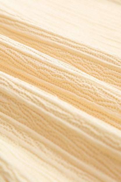 Blusa con volantes y cuello simulado con manga de burbuja ondulada verde 