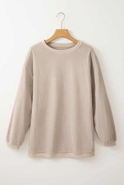 Sweat-shirt oversize en velours côtelé gris fumé