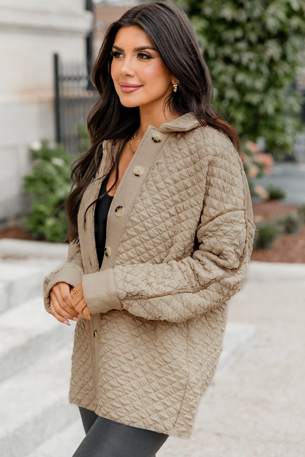 Veste-chemise boutonnée matelassée de couleur unie Jet Stream