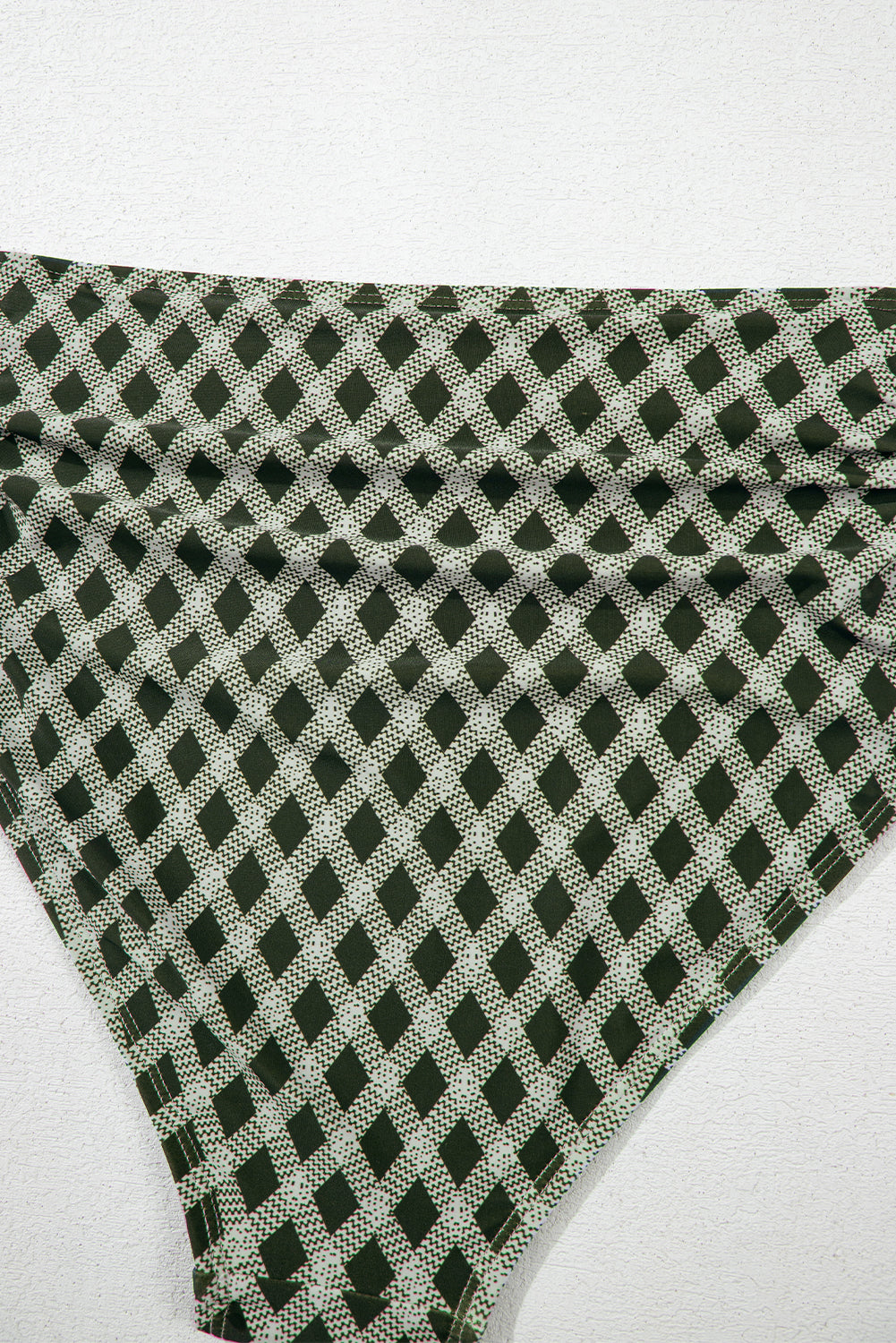 Bikini taille haute à carreaux et pois verts