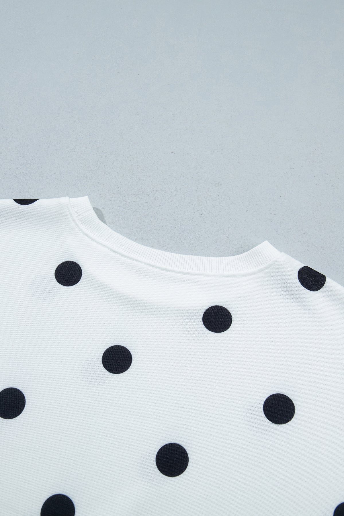 Beige Polka Dot Raw Hem Relaxed Pullover Loose Skort Two Piece Set