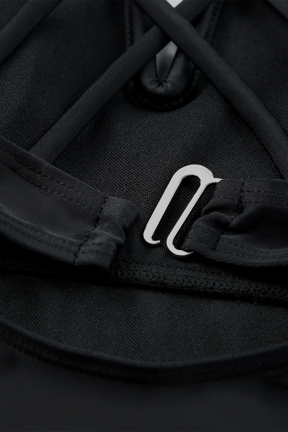 Traje de baño tankini con tiras y escote de muesca en contraste de cintura alta