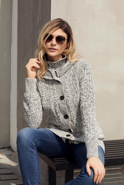 Dark Gray Long Sleeve Button-up Hooded Cardigans