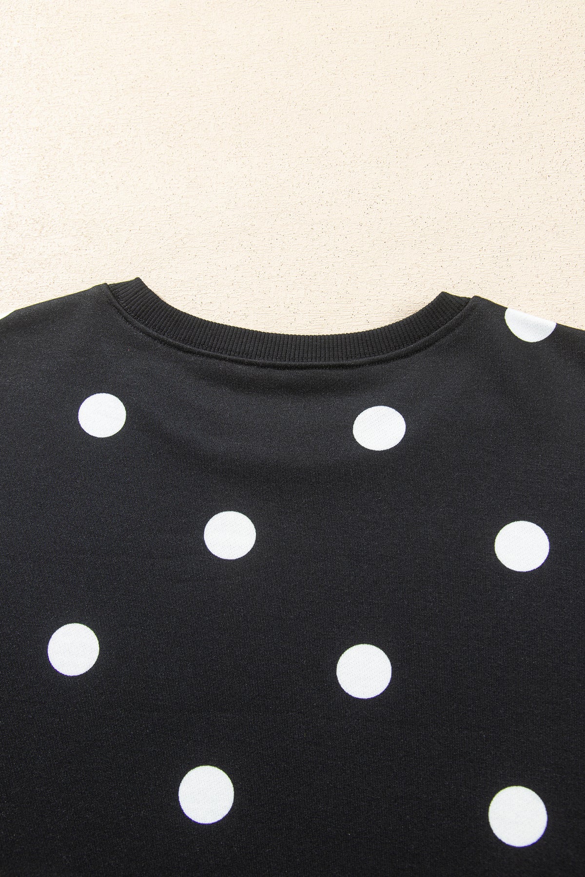 Black Polka Dot Raw Hem Relaxed Pullover Loose Skort Two Piece Set
