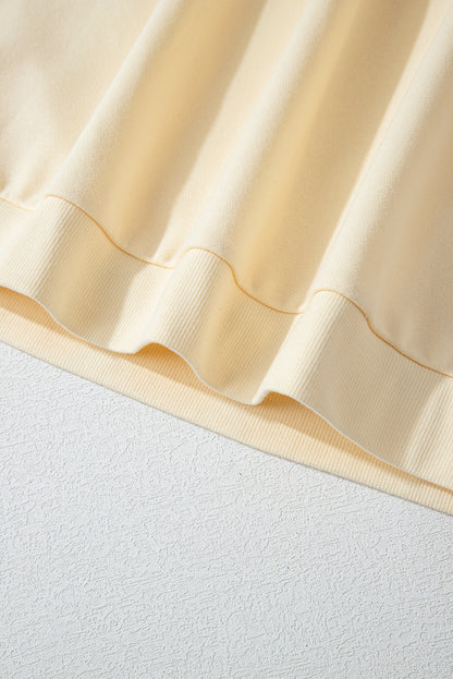 Haut à manches longues et col rond, imprimé géométrique patchwork, abricot