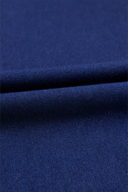 Jean évasé taille haute croisé bleu crépuscule uni