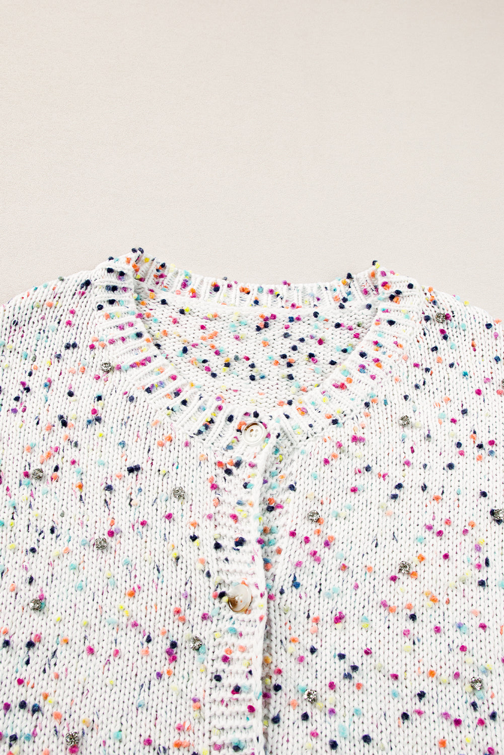 Cardigan blanc à confettis multicolores