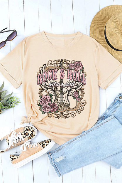 T-shirt graphique à manches courtes imprimé léopard kaki AMEN