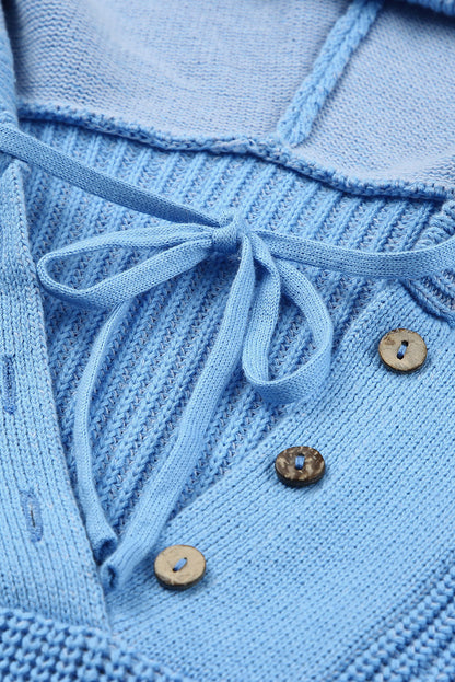 Pull à capuche col V Henley 