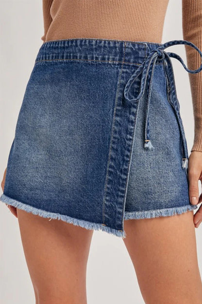Ashleigh Blue Wrapped Tied Waist Denim Skort