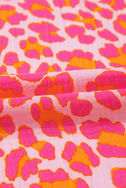 Chemise ample boutonnée à imprimé léopard rose