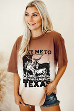 Brown TAKE ME TO TEXAS Cow Gradient Color Graphic Tee