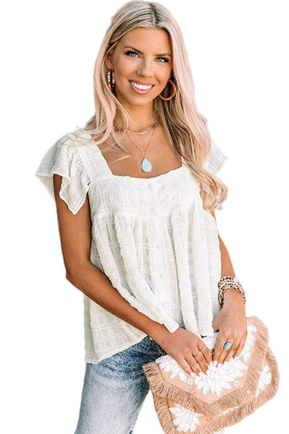 Débardeur fluide texturé à col carré