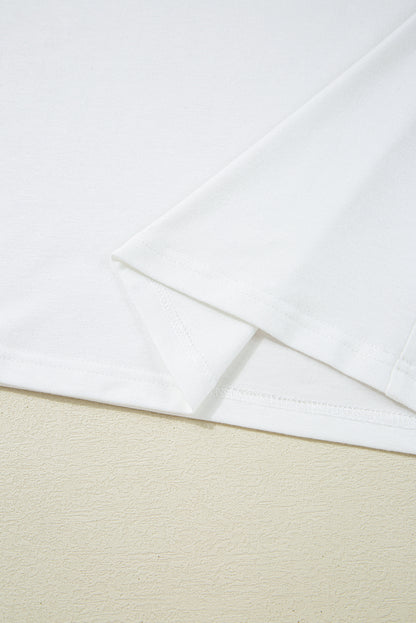 T-shirt ras du cou à rayures et sequins blancs style patchwork Mardi Gras