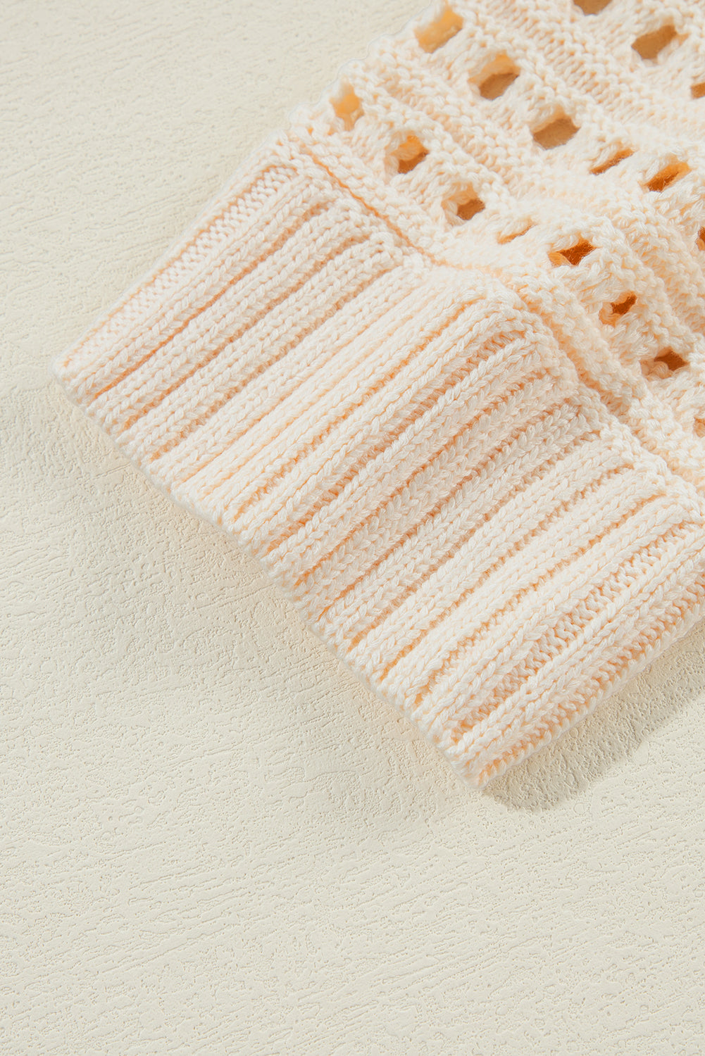 Cardigan long en maille ajourée de couleur unie abricot