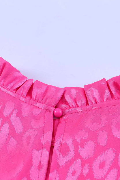 Vestido sin mangas con volantes y cintura anudada de leopardo de satén