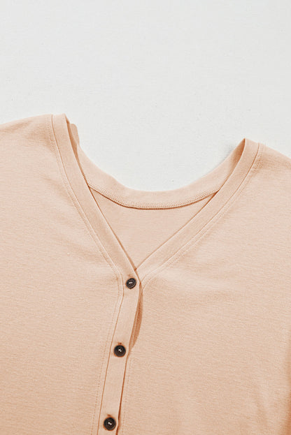 Chemise unie à volants et col en V boutonnée Jet Stream