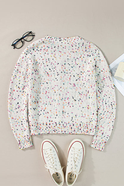 Cardigan blanc à confettis multicolores