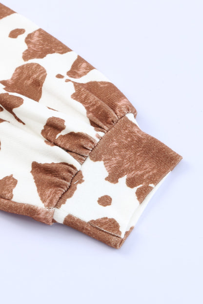 Body de manga larga con cuello en V profundo y estampado de vaca