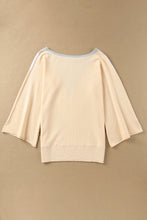 3/4 Sleeve Chevron Color Block Sweater
