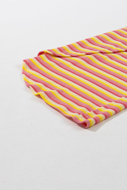 Ensemble pantalon large à rayures jaunes et arc-en-ciel avec ficelle et pompons