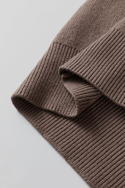 Camel Asymmetric Leopard Print Detail Drop Shoulder Sweater