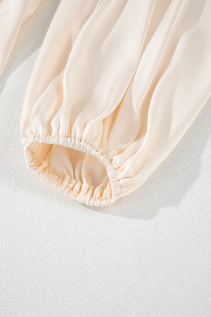 Mini-robe ample à volants superposés et manches bouffantes, couleur abricot