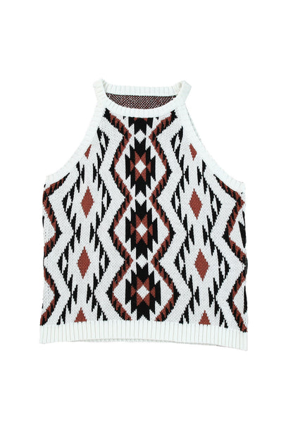 Débardeur tricoté à imprimé géométrique aztèque 