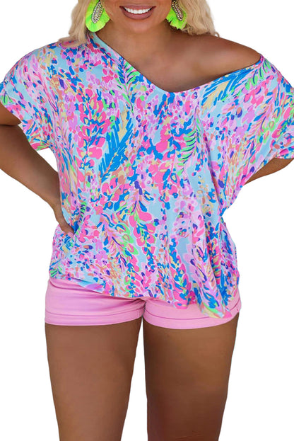 T-shirt ample à fleurs peintes 